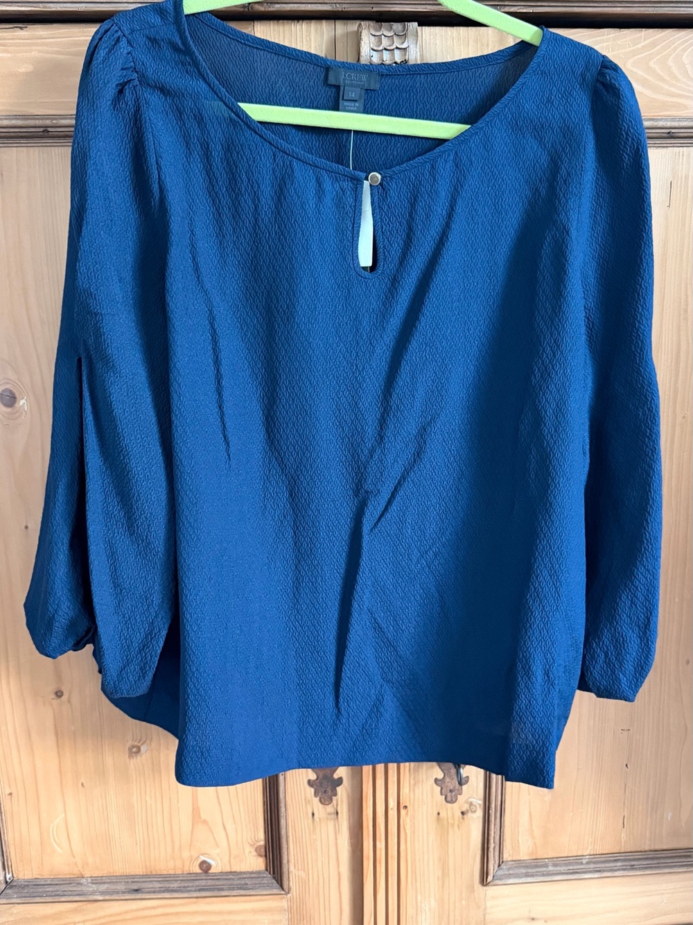 NWT J. Crew Textured Navy Blue Scoop Neck Blouse